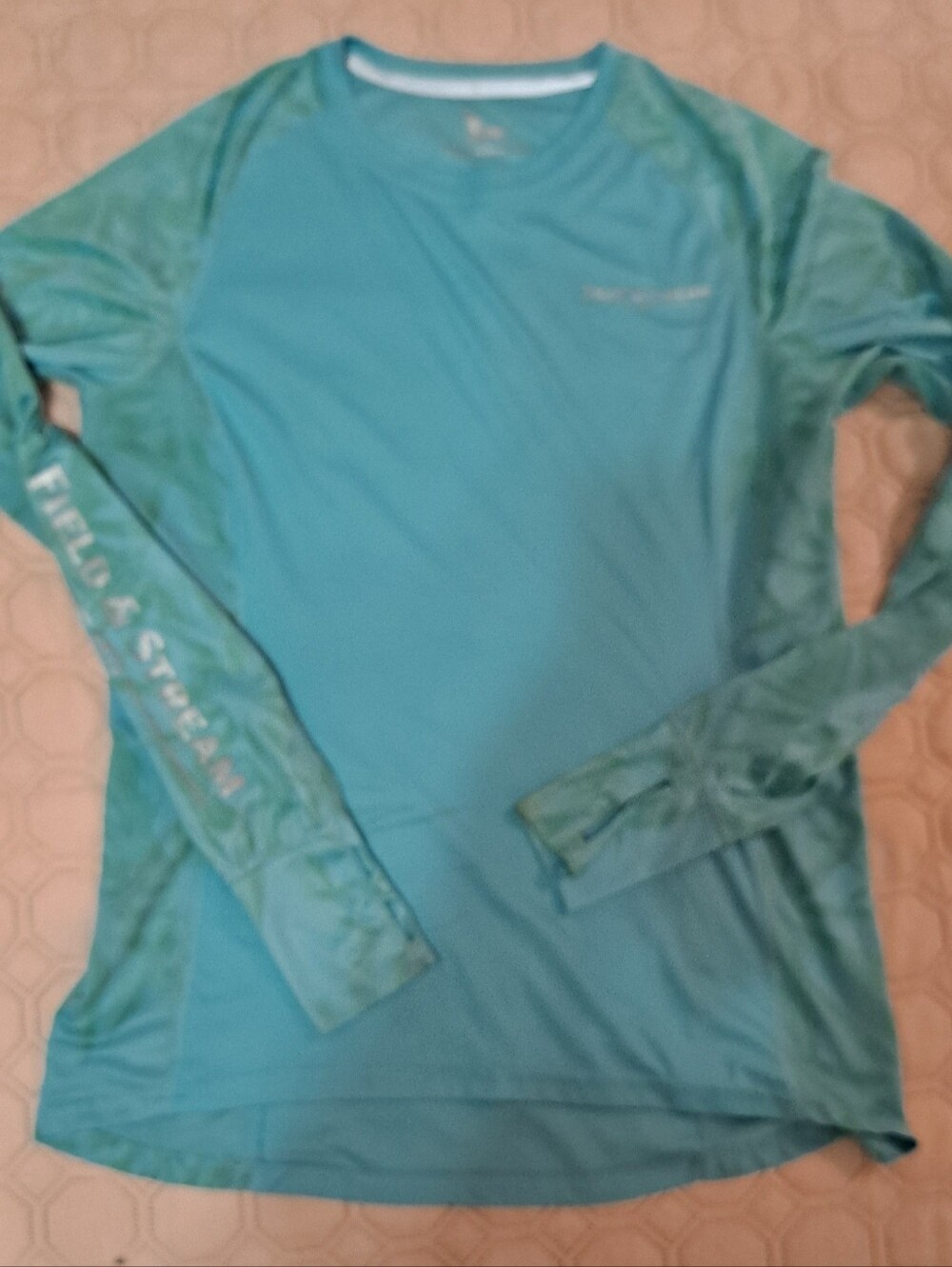 Field & Stream Teal Athletic Long Sleeve Crew Top Womens Size MD